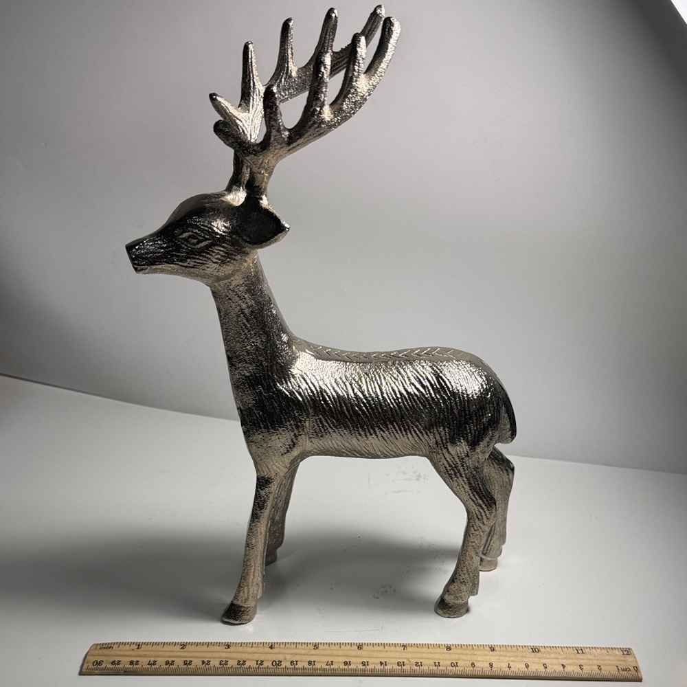 Metallic Silver reindeer Figurine with Antlers gorgeous